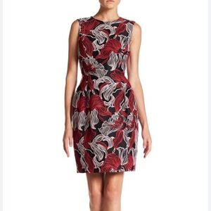 Oscar de la Renta Wool blend Sheath dress in double jacquard weave, Size 14